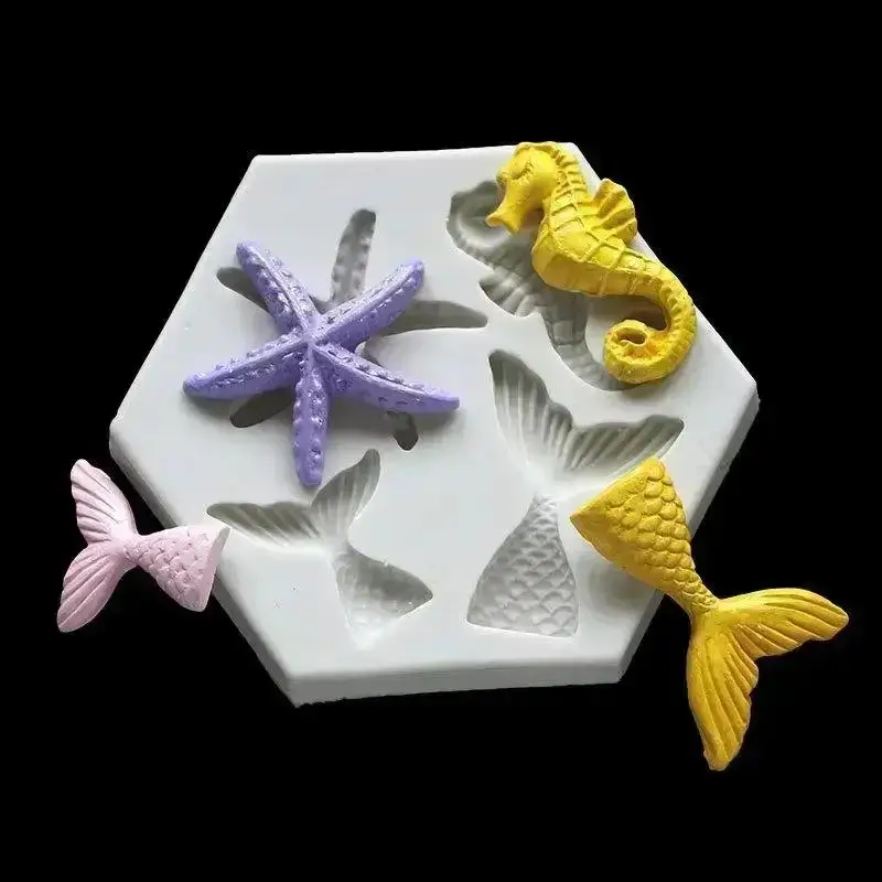 New Marine Life Mermaid Tail Silicone Mould Handmade Chocolate Fondant Sugar Craft Cake Decor Resin Clay Baking Accessory