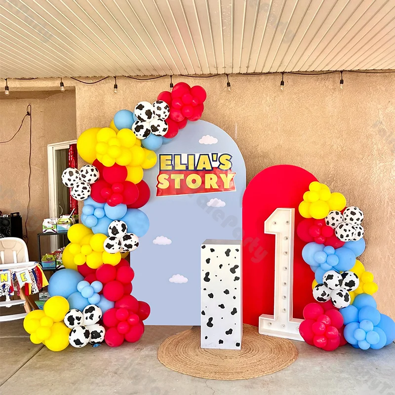 157pcs Farm Cow Balloon Arch Set Matte Red and Yellow Balloons Garland Kit Kids 1st Birthday Party for Graduation Party