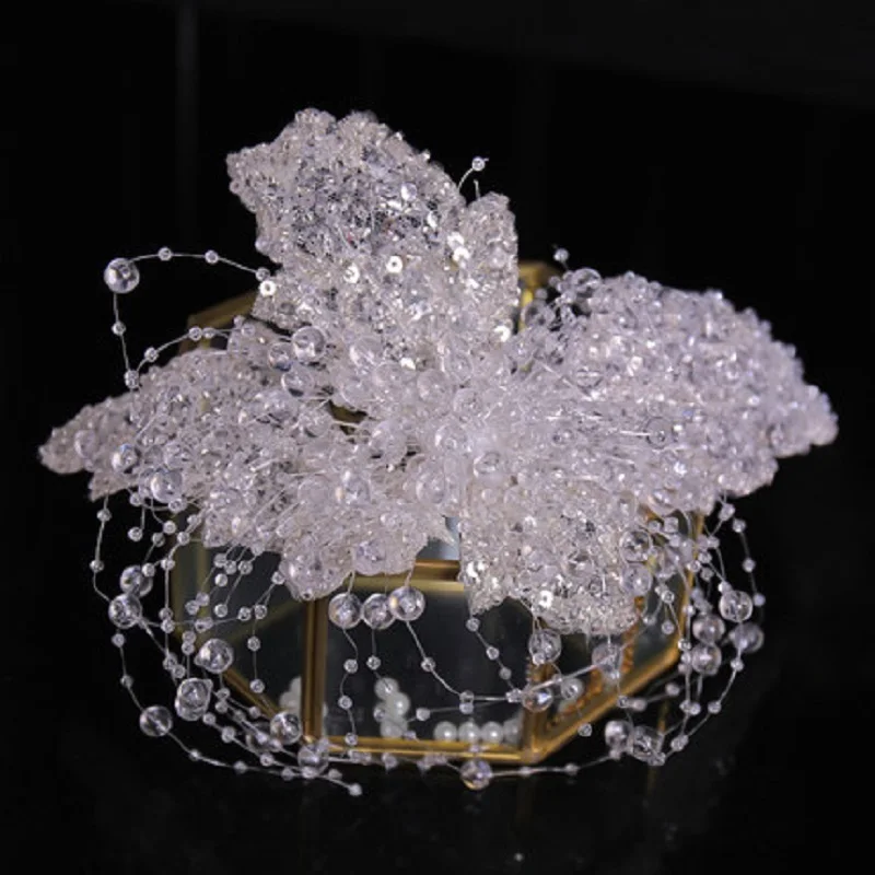 Bridal Hairpin Headdress Heavy Handmade Sequins Beaded Hair Embossed Beautiful Wedding Dress Accessories