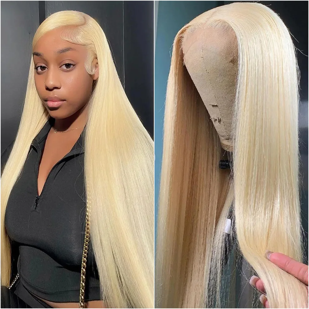 

13x4 13x6 HD Lace Frontal 613 Straight Human Hair Wig 40 Inch Brazilian Transparent Lace Front Honey Blonde Wigs For Black Women
