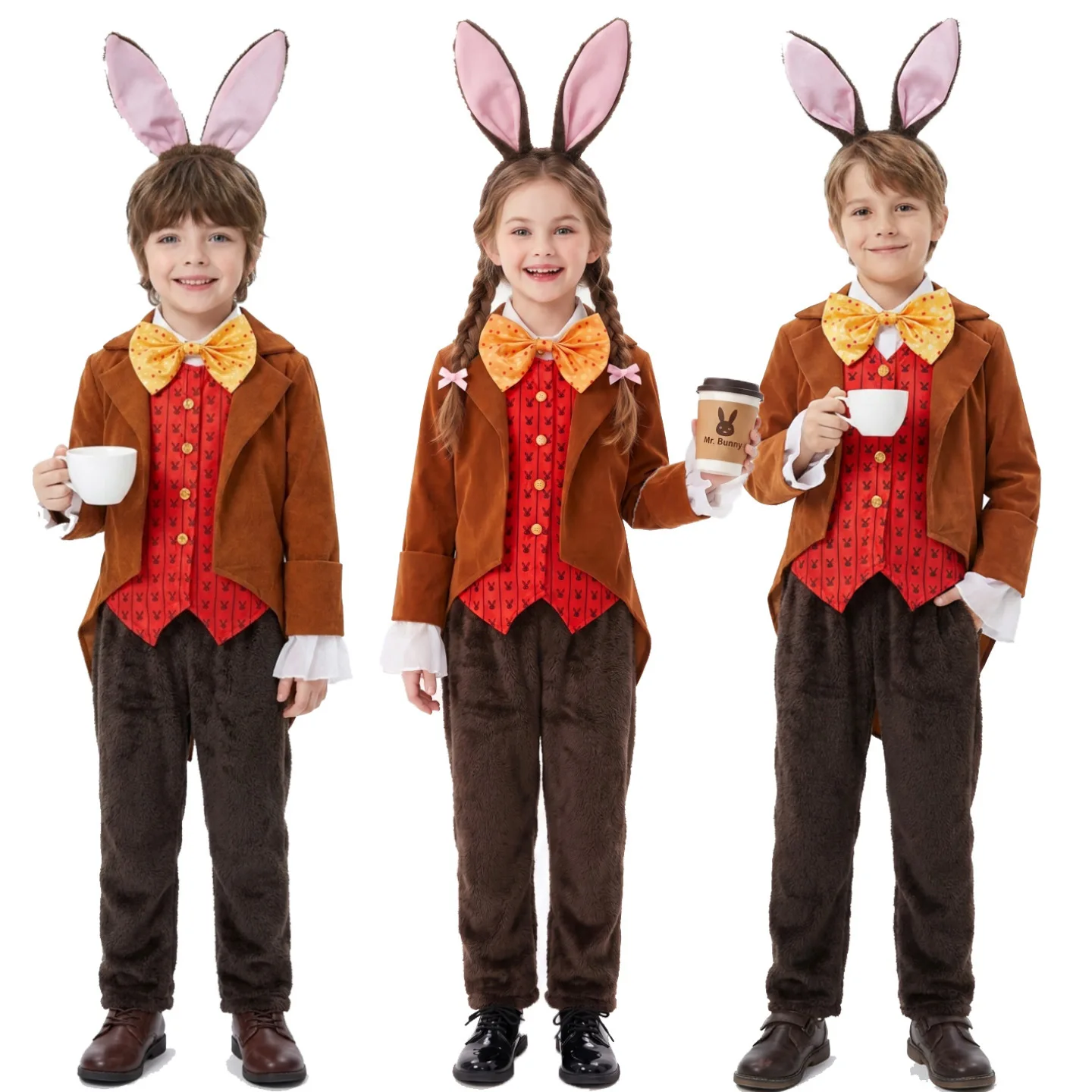 

New Halloween Children's Mr. Alarm Clock Cos Alice in Wonderland 2 Rabbit Animal Performance Costume Traditional Chinese Fest...