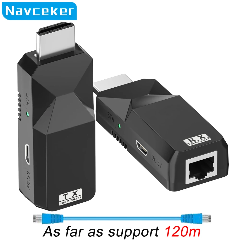 

2024 120M HDMI Over IP Network Extender 1080P HDMI Transmitter by RJ45 CAT5e CAT6 LAN Extensor Like HDMI Splitter Support POC