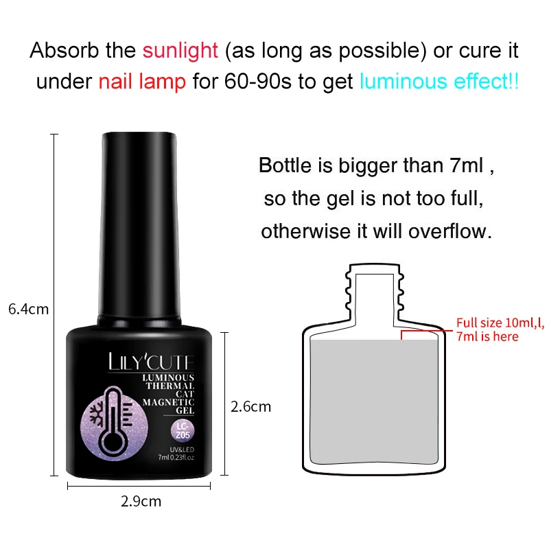 Lilycute Thermische Kat Magnertic Lichtgevende Gel Nagellak Glow In Dark Temperatuur Kleur Veranderende Reflecterende Nail Art Gel Lak