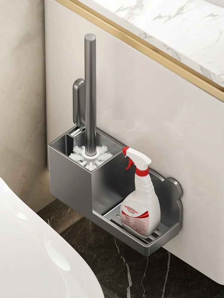 Wall Mounted Toilet Brush Holder Rack with Brush Gap Brush, Storage Shelf for Bath Accessories, Household Cleaning
