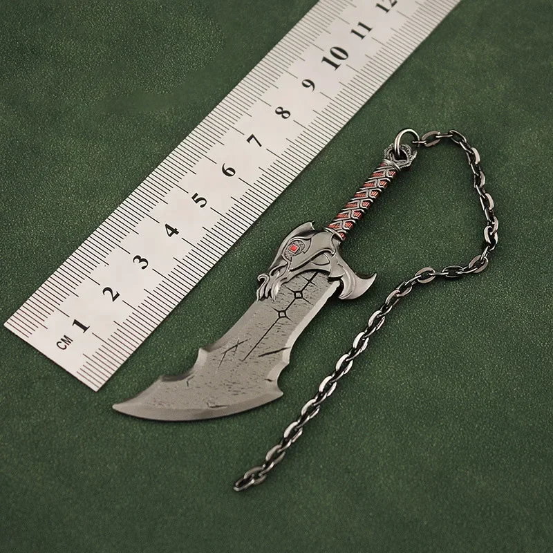 9 centimetri God of War Arma Lame del Caos Runic Kratos Spada Gioco Periferia In Lega di Metallo Portachiavi Katana Spada In Acciaio Reale Regalo Giocattoli