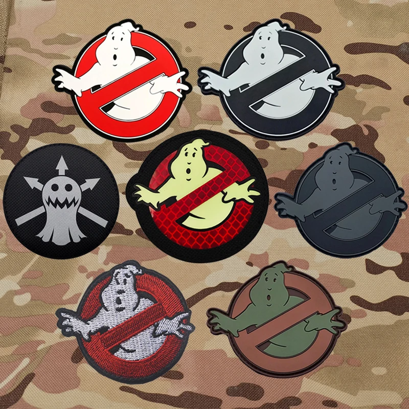 Ghostbuster Red Catch the Ghost Team Tactical Embroidery Glow In Dark Patch Stickers On Clothing With Hook And Loop