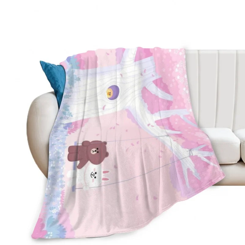 Cute Brown and Cony swing Throw Blankets Soft Velvet Blanket Travel Bedding Fleece Blanket