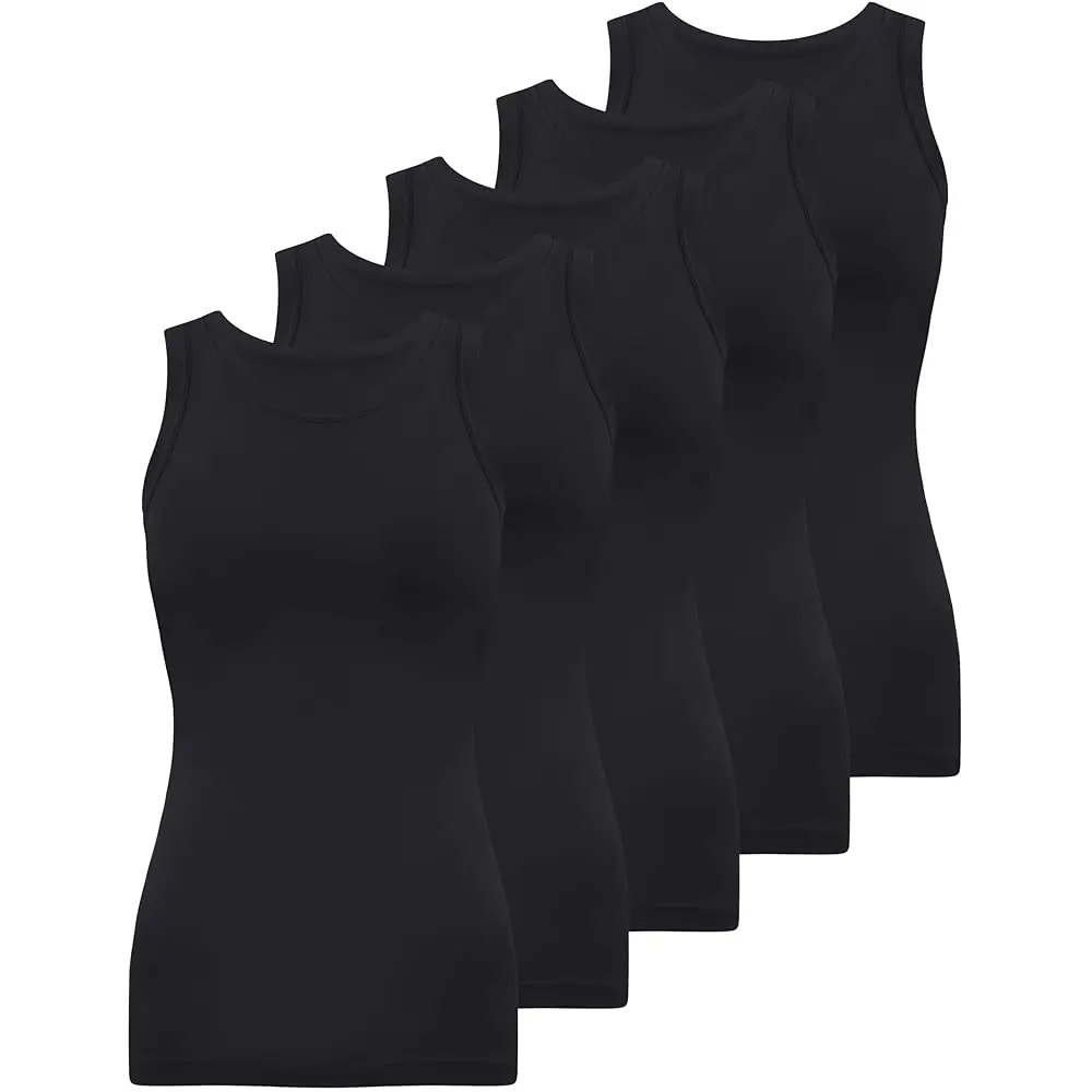 

Набор из 5 женских топов с круглым вырезом, топов с высоким воротом, безрукавок, облегающих базовых топов, женских майок