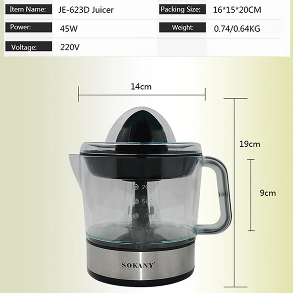 700Ml Sapcentrifuge Machine Elektrische Sinaasappel Citroen Fruit Squeezer Extractor Mini Citroen Juicer Fruitpersmachine 220-240V