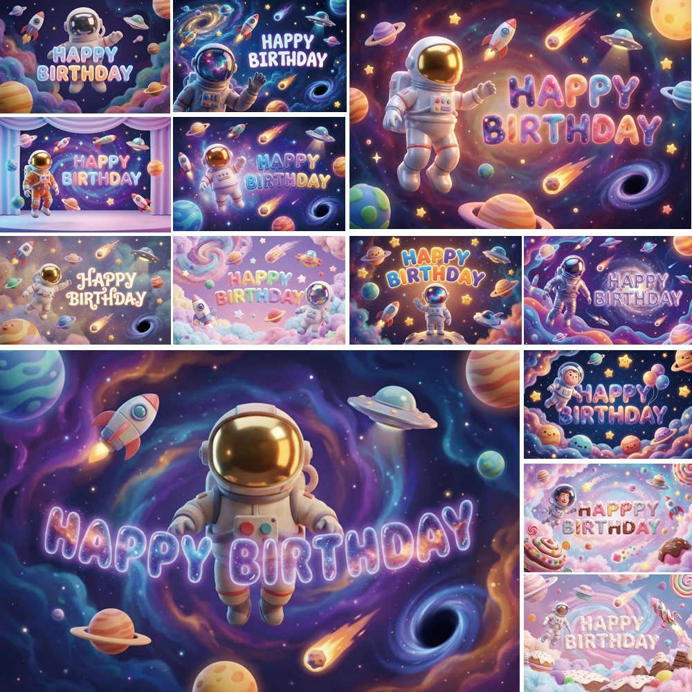 

MOON.QG Space Astronaut Birthday Photo Background Star Rocket Planet Backdrop Photography Accessories Wallpaper Studio Poster
