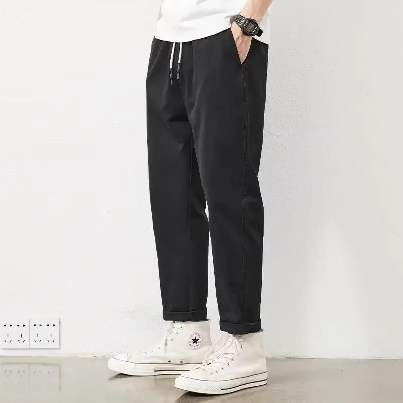 2025 New Spring and Autumn Work Clothes Straight Loose Hammer-shaped Pure Cotton Casual Pants for Men
