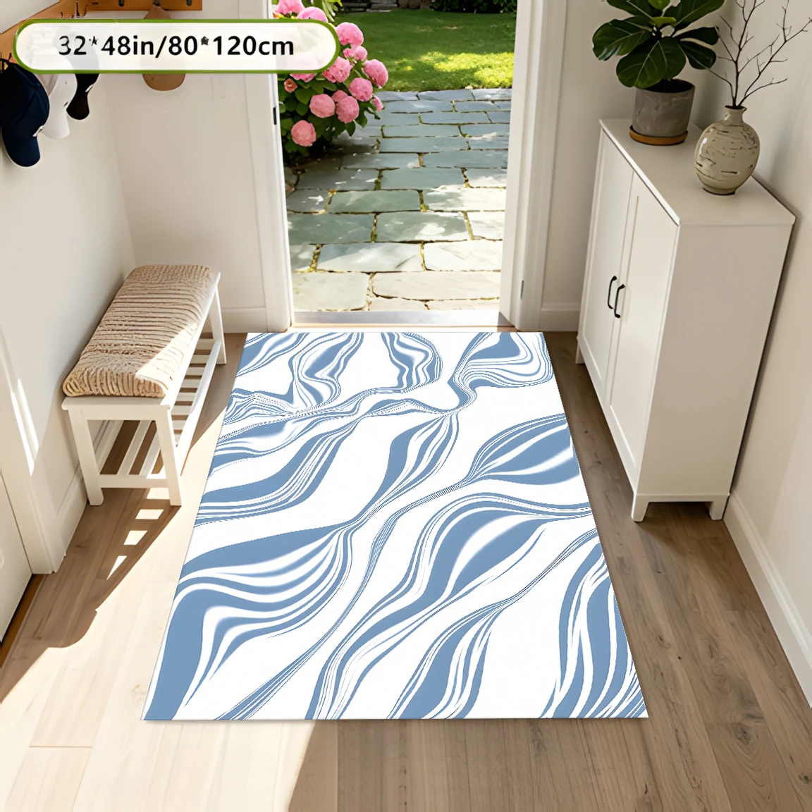 2D Large Carpet Blue White Flowing Water Wave Light Luxury for Living Room Bedroom