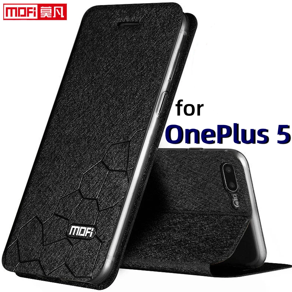 

flip case for oneplus 5 case OnePlus 5 cover stand A5000 case leather glitter Mofi soft silicon anti-knock back coque business