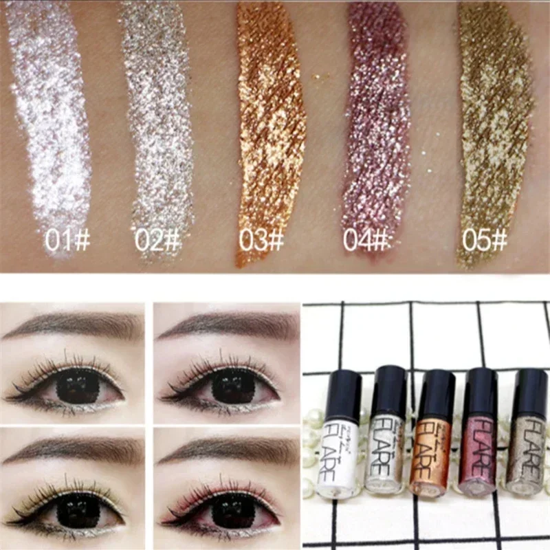 Waterproof Diamond Shiny Eye Liners Eyeshadow Silver Rose Gold Color Glitter Sequins Eyeliner Eye Shadow Makeup Beauty Cosmetics