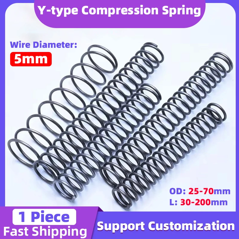 

Creamily 1PCS Compression Spring Y-Type 65Mn Spring Steel Coil Rotor Spring Wire Diameter5mm Outer Diameter25-70mm L30-200mm