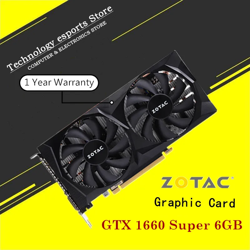 ZOTAC GTX 1660 Super 6GB 게임용 비디오 카드, GTX 1660 6G GPU 그래픽 카드