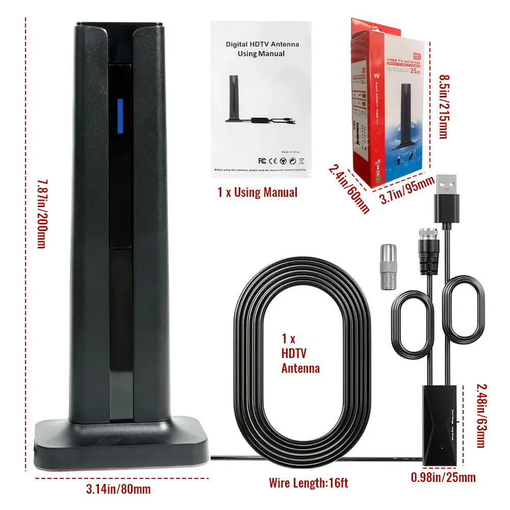 Nova antena de tv 4k interna para todas as smart tvs de longo alcance e digital hd com sinal amplificador para canais locais suporta 1080p