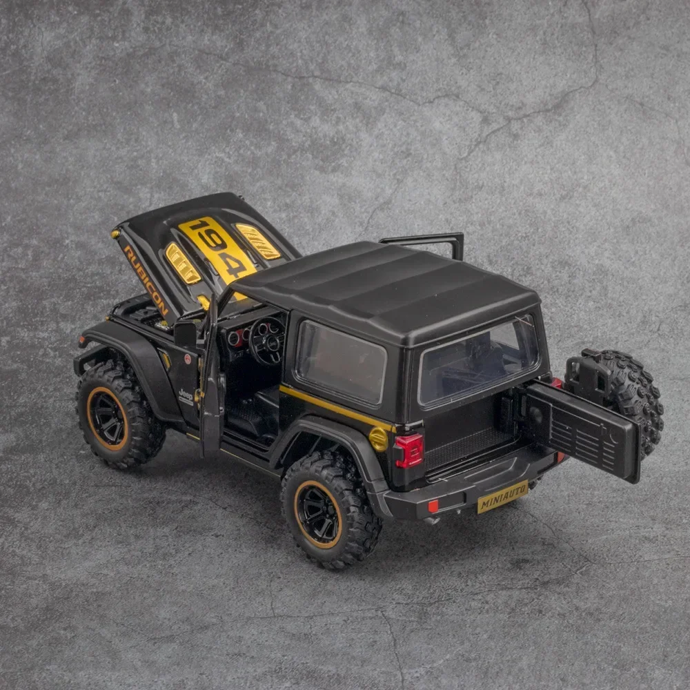 1:32 Jeep Wrangler Rubicon 1941 Off-Road Diecast Metalen Legering Model Auto Terugtrekken Geluid Licht Auto Kinderen Geschenkcollectie A417