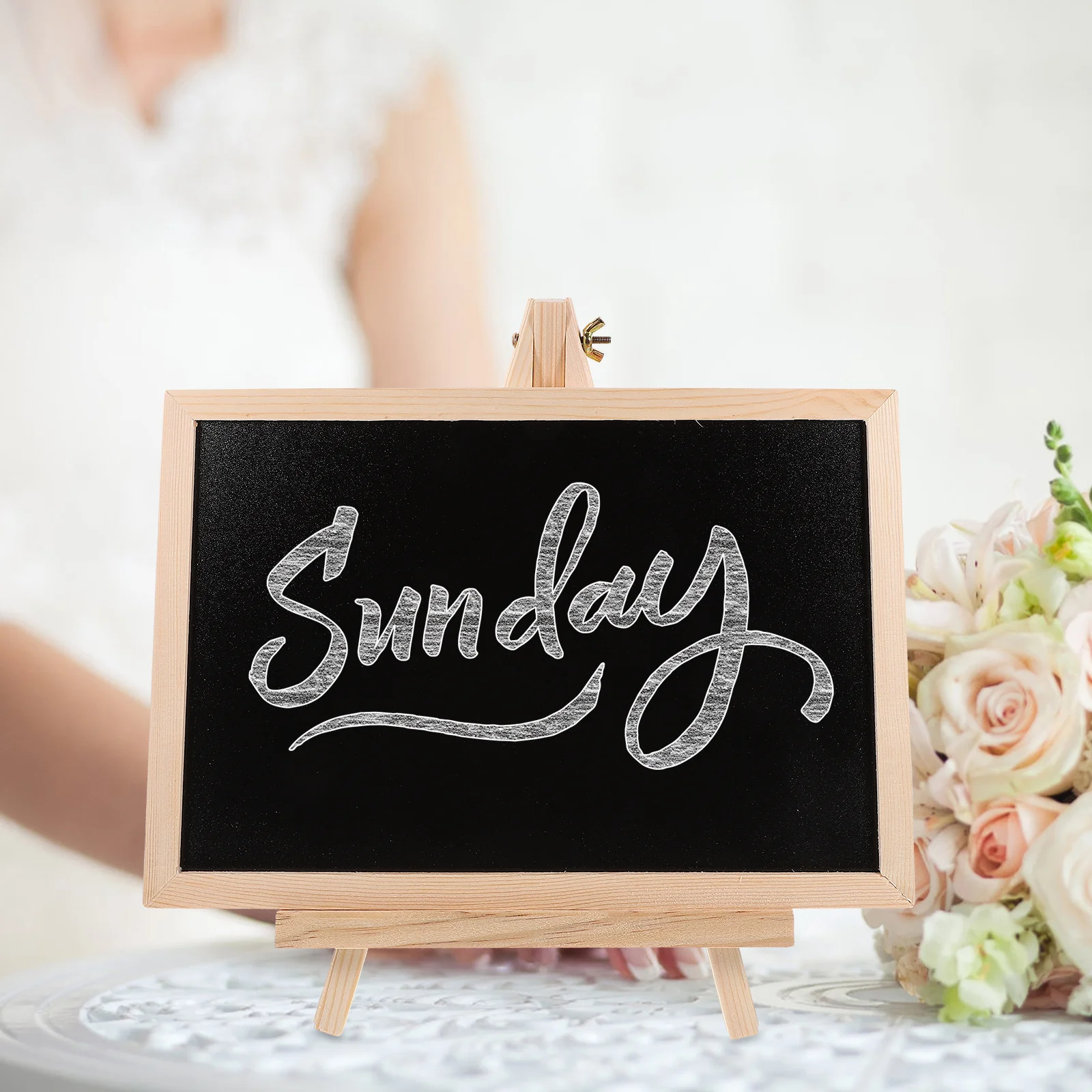 Standing Chalkboard Sign Wooden Desktop Message Board For Home Bar Decor Countertop Memo Display Tabletop Chalkboard Wood