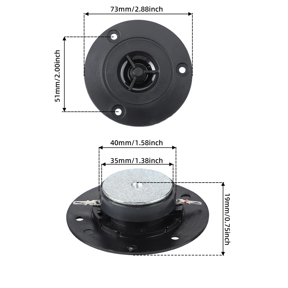 2Pcs/lot 3 Inch 8 Ohm 10W Tweeter Audio 74MM Titanium Portable Louderspeaker Treble Sound DIY Bluetooth Bookshelf Speaker