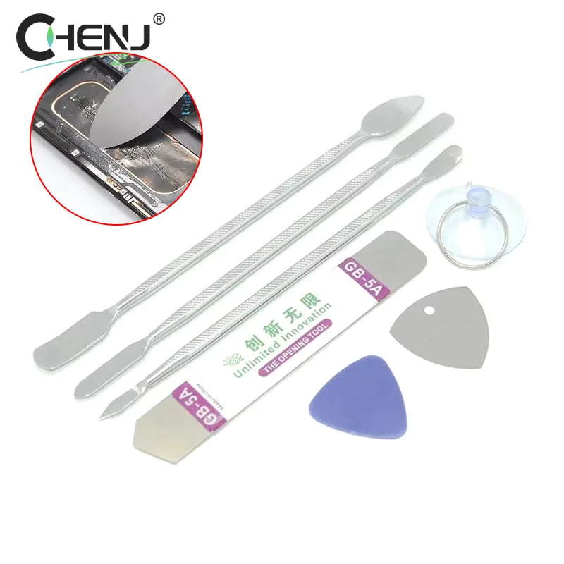 7pcs Metal Spudger Kit Universal Cell Phone Repair Opening Tool Mobile Phone Disassemble Crowbar Steel Pry Phone Hand Tool Set