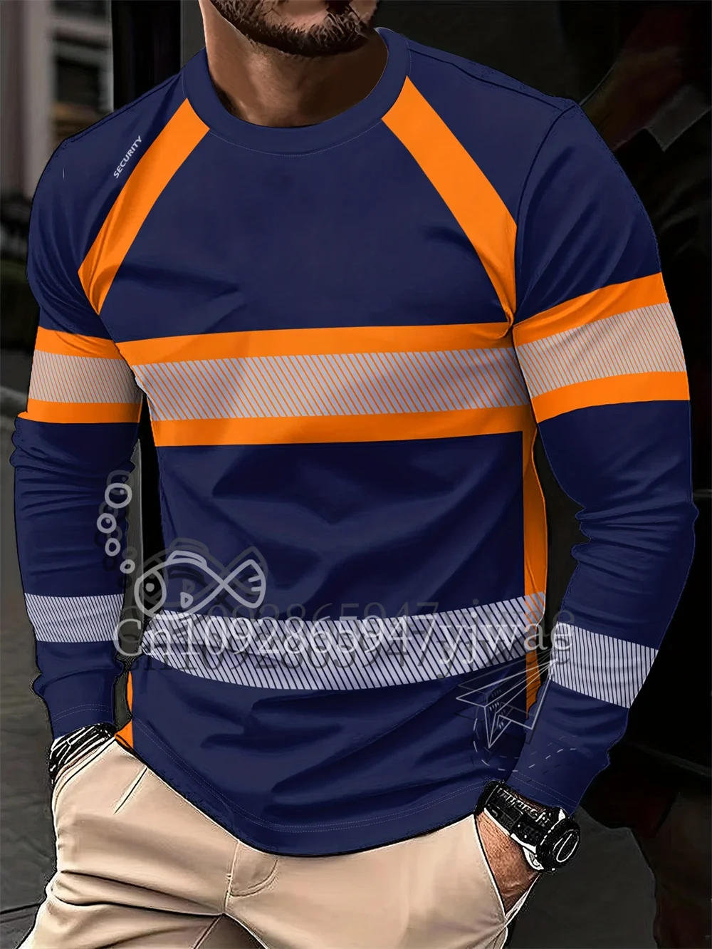 Herren Freizeit 3D-Druck Langarm T-Shirt Fluoreszierende Farbe Heim- und Arbeitskleidung Atmungsaktives Schnelltrocknendes Mesh T-Shirt Herren T-Shirt – Detail 5