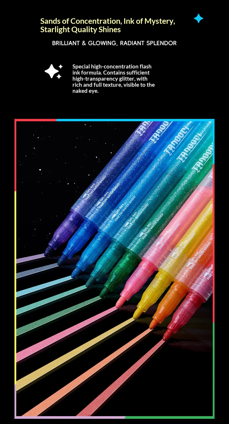 TANOOCI GR-801 Schimmernde Glitzermarker Präzise Feine Spitze Qualitäts-Flash-Stifte für Kulturelles Kreatives Design Studio Kunsthandwerk Werkzeuge – Detail 5