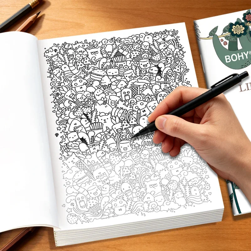 1 Adult Brain Inspired Graffiti Healing Coloring Album 22 Pages, Include Desserts and Flowers/amusement Parks/dense Fun Monsters