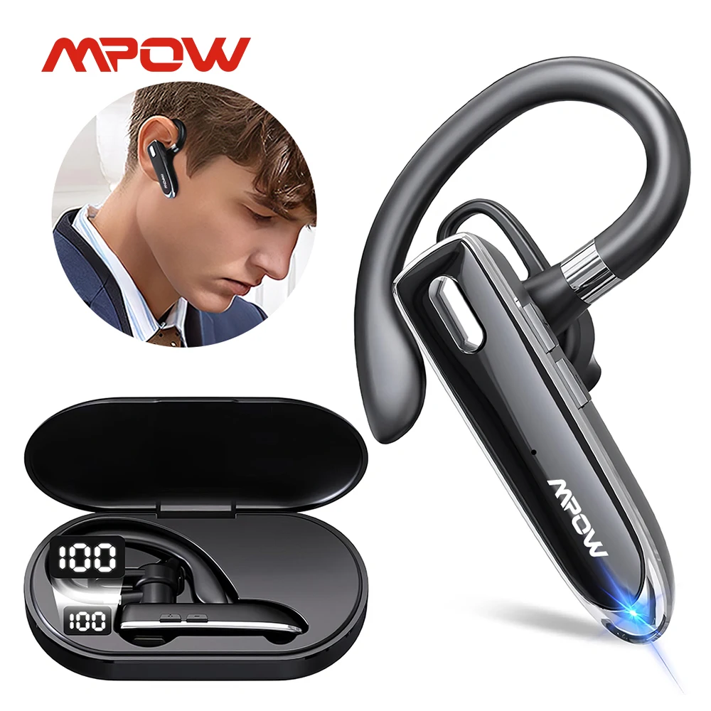 Mpow YYK530 Bluetooth Business Earpiece V5.3 Noise Cancellation Wireless Trucker Handsfree Earphone In Ear 12H Talk Time Headset