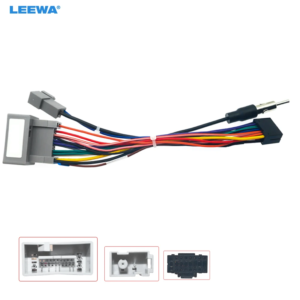 LEEWA Car Media Player Navi Radio Wire Harness with SWC For Honda 14-17 Fit City Greiz Audio Power Cable Adapter #CA3413