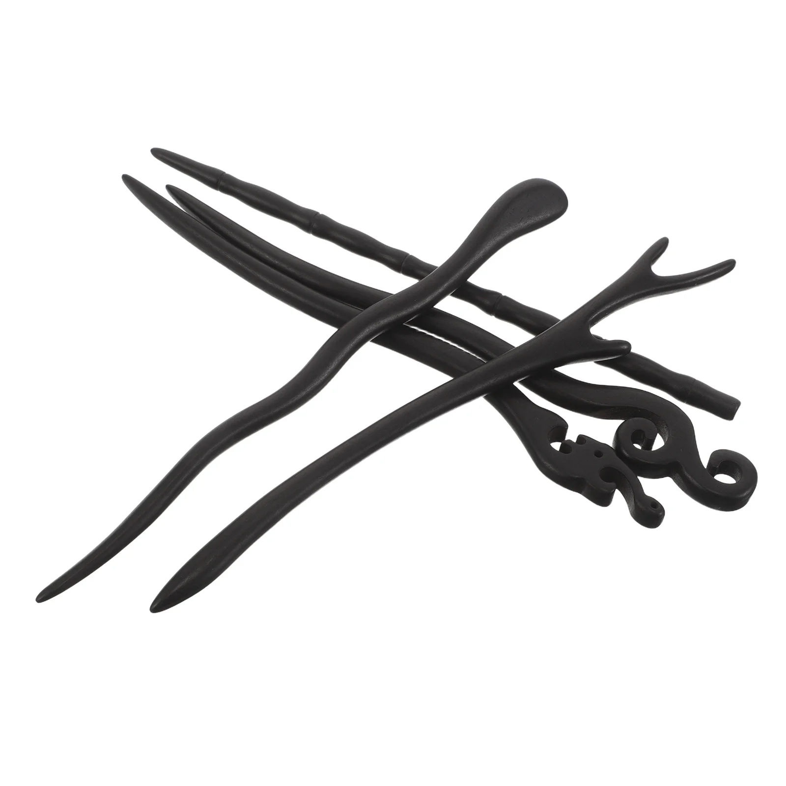 

5Pcs Wooden Hair Styling Sticks Vintage Hairpin Set Natural Grain Handpolished Retro Pins for Updo Chignon Buns Bridal Festival