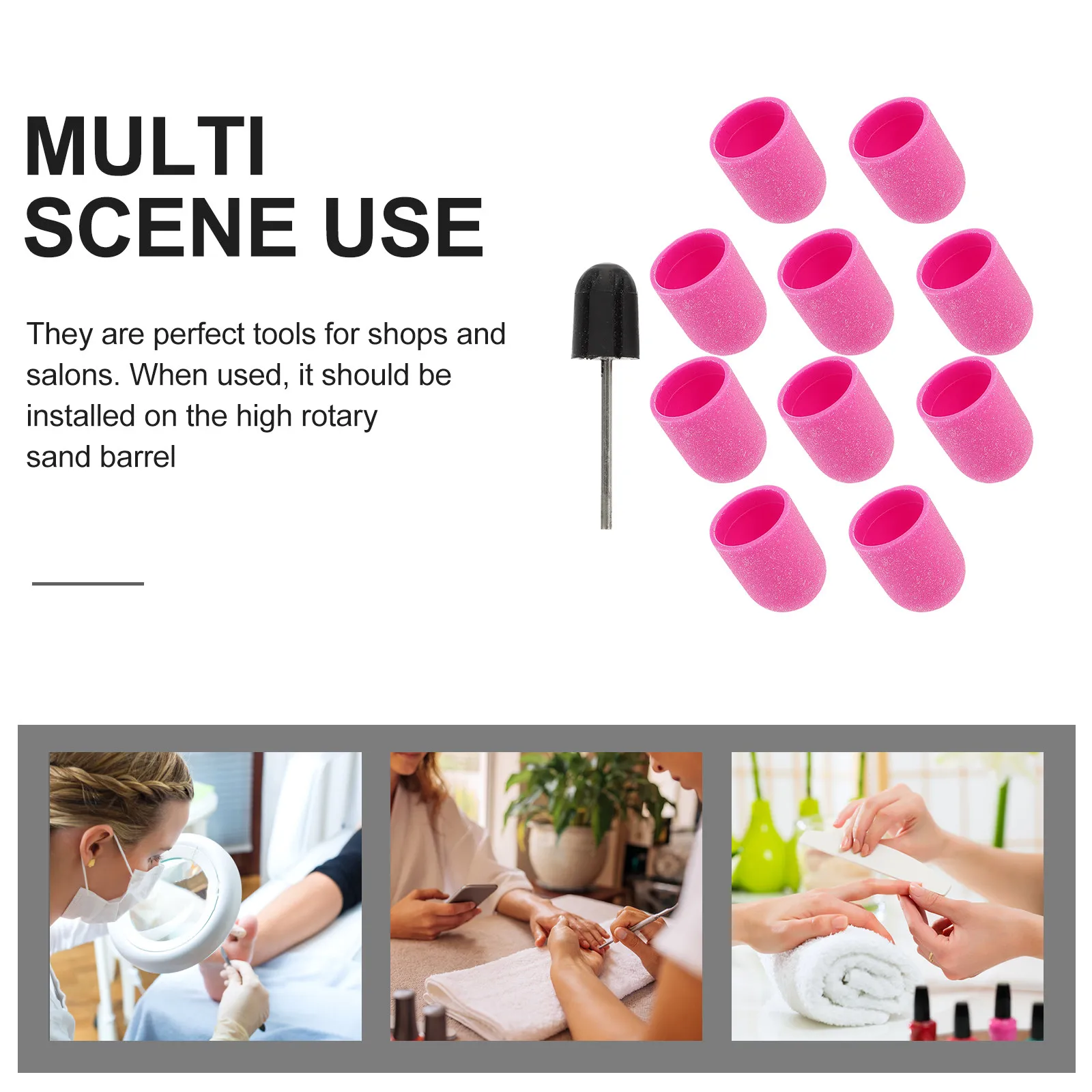 

10Pcs Nail Sanding Caps Manicure Polishing Caps Wear-Resistant Rust-Proof Heat-Resistant for Cuticle Side Walls Under Nails