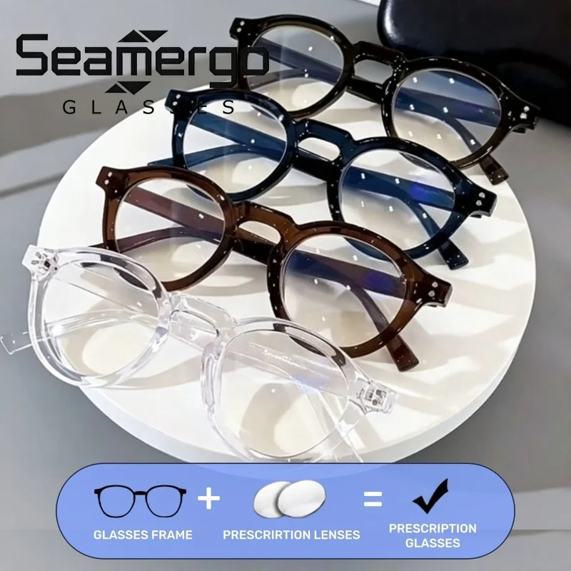 

SEAMERGO Retro High-end Anti-blue Light Customized Glasses Men Women Fashionable Anti-radiation Prescription Eyeglasses