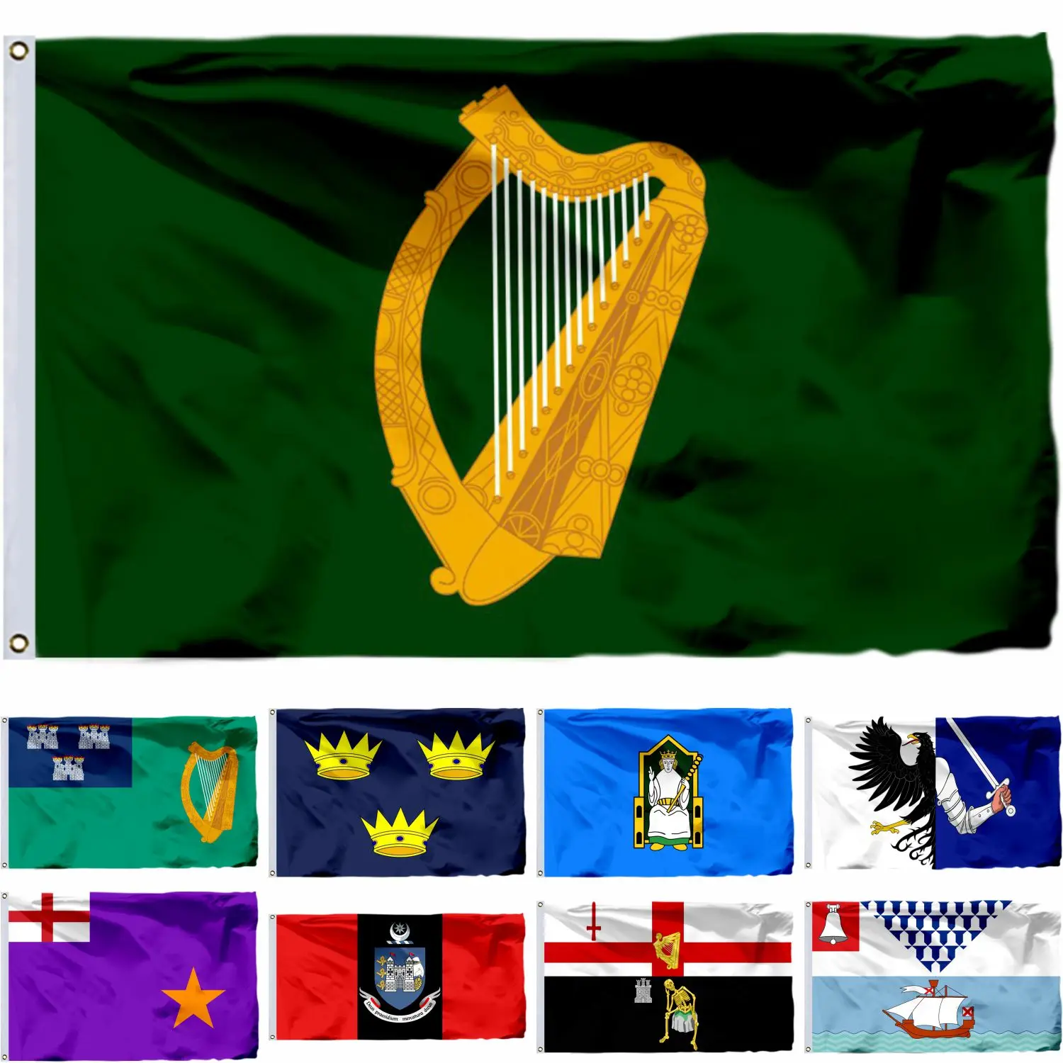 Irlandia Flaga Leinster Ulster Belfast 21x14cm 3X5FT Londonderry i Drogheda 90X150CM Dublyn Banner Connacht Mide Munster 2x3ft