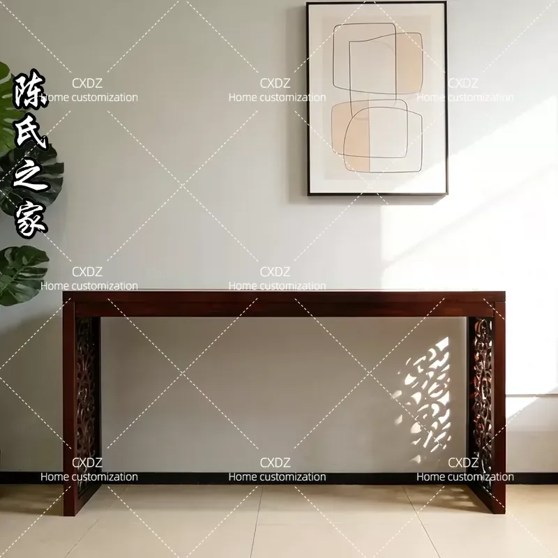 North American Black Walnut Solid Wood Porch Table Song Style Aesthetics Zen Decorative Strip Case for Living Room Entrance
