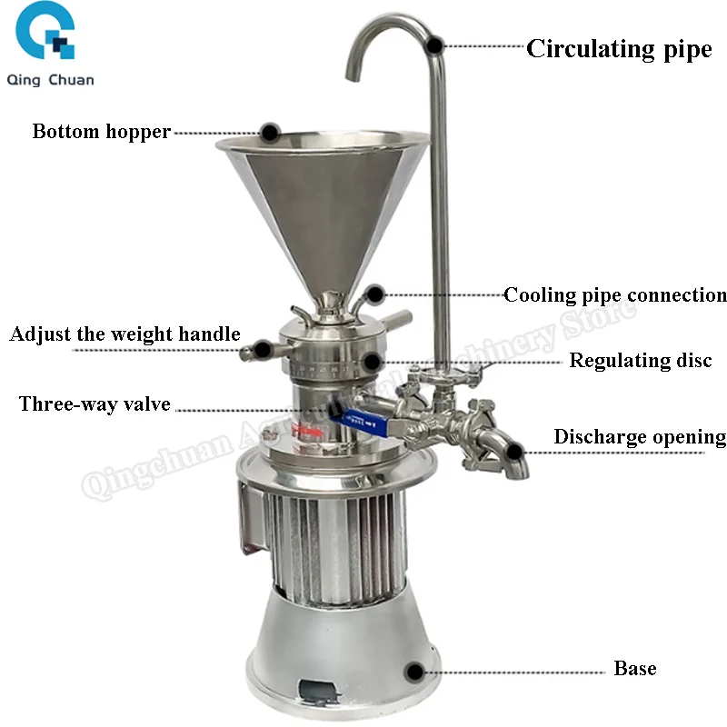 เครื่องแปรรูปเนยเมล็ดโกโก้ทางการเกษตร โรงสีคอลลอยด์สแตนเลส