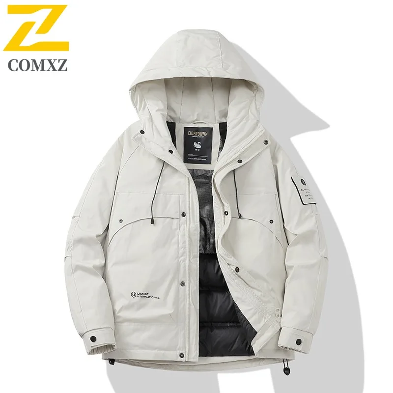 COMXZ Men Parker Coat Winter Travel Windproof Waterproof Premium Hiking Puffer Jacket Comfortable Snow Climbing Winter Jackets