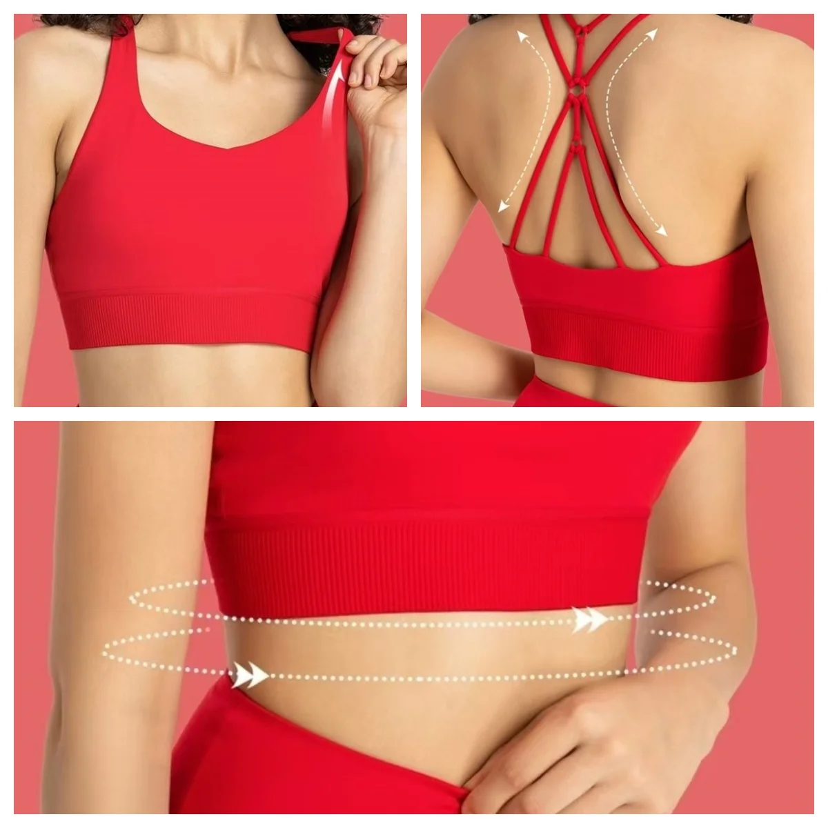 Bra olahraga Yoga dengan logo merek pakaian dalam wanita punggung terbuka silang dengan atasan crop polos cup dapat dilepas rompi halter tahan guncangan push-up