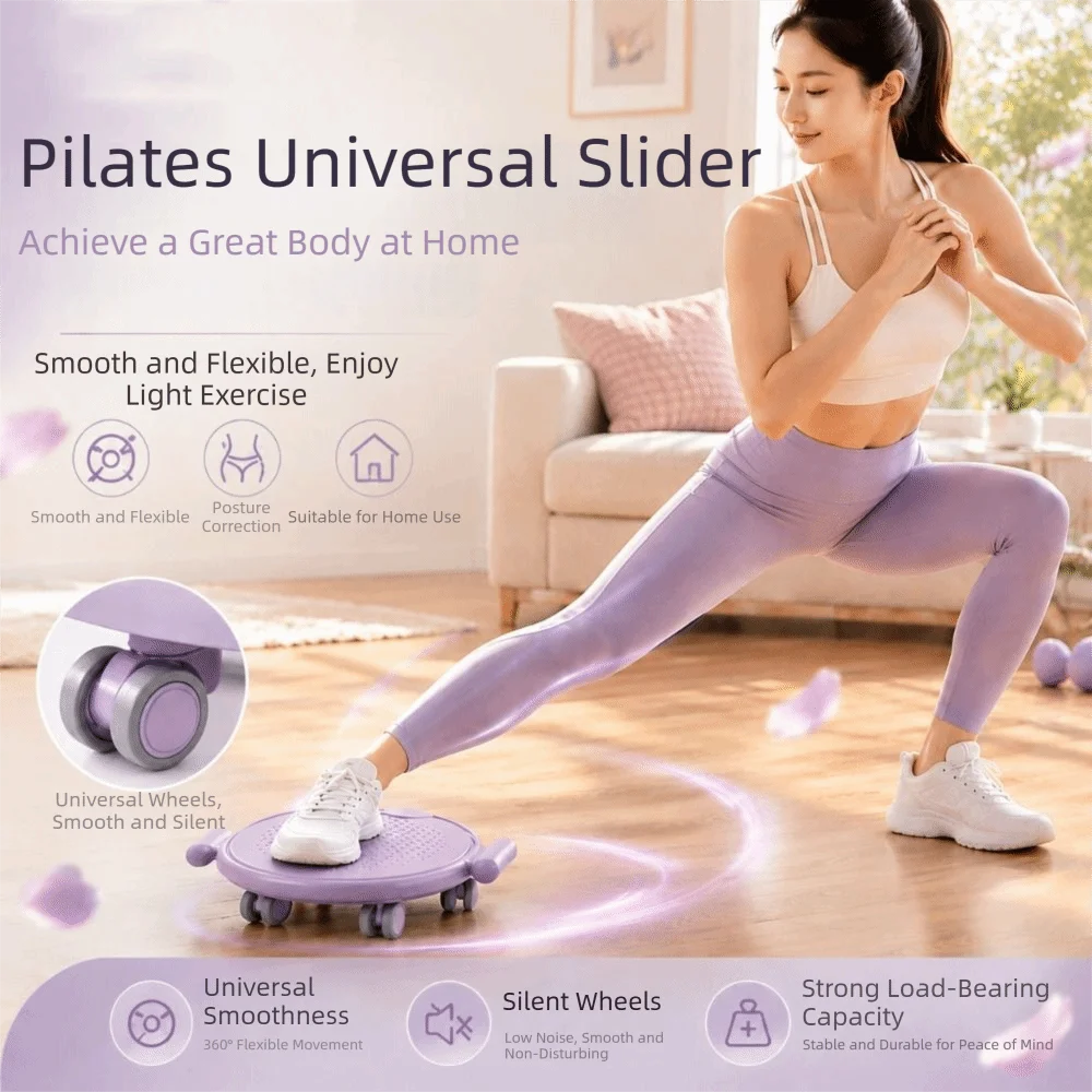 Silent Design Pilates Sliding Plate Non-slip Large Load Bearing Abdominal Gliding Disc Universal Wheel with Resistant Band