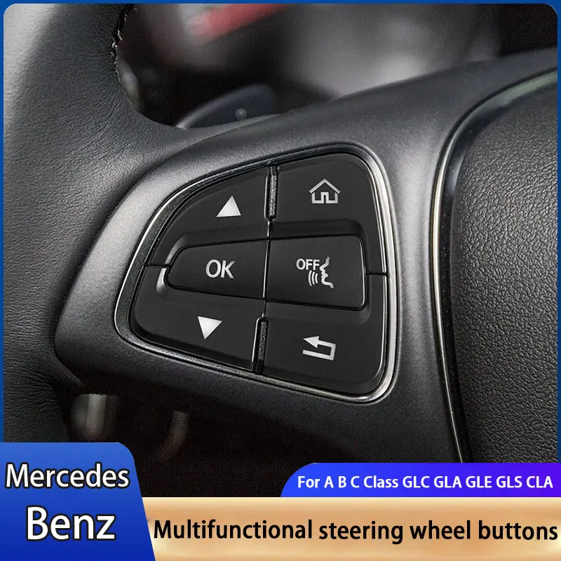 

2Pcs Car Styling Steering Wheel Button Covers Trim Stickers For Mercedes Benz C200L GLA200 CLA GLE GLC260 C200L Car Accessories