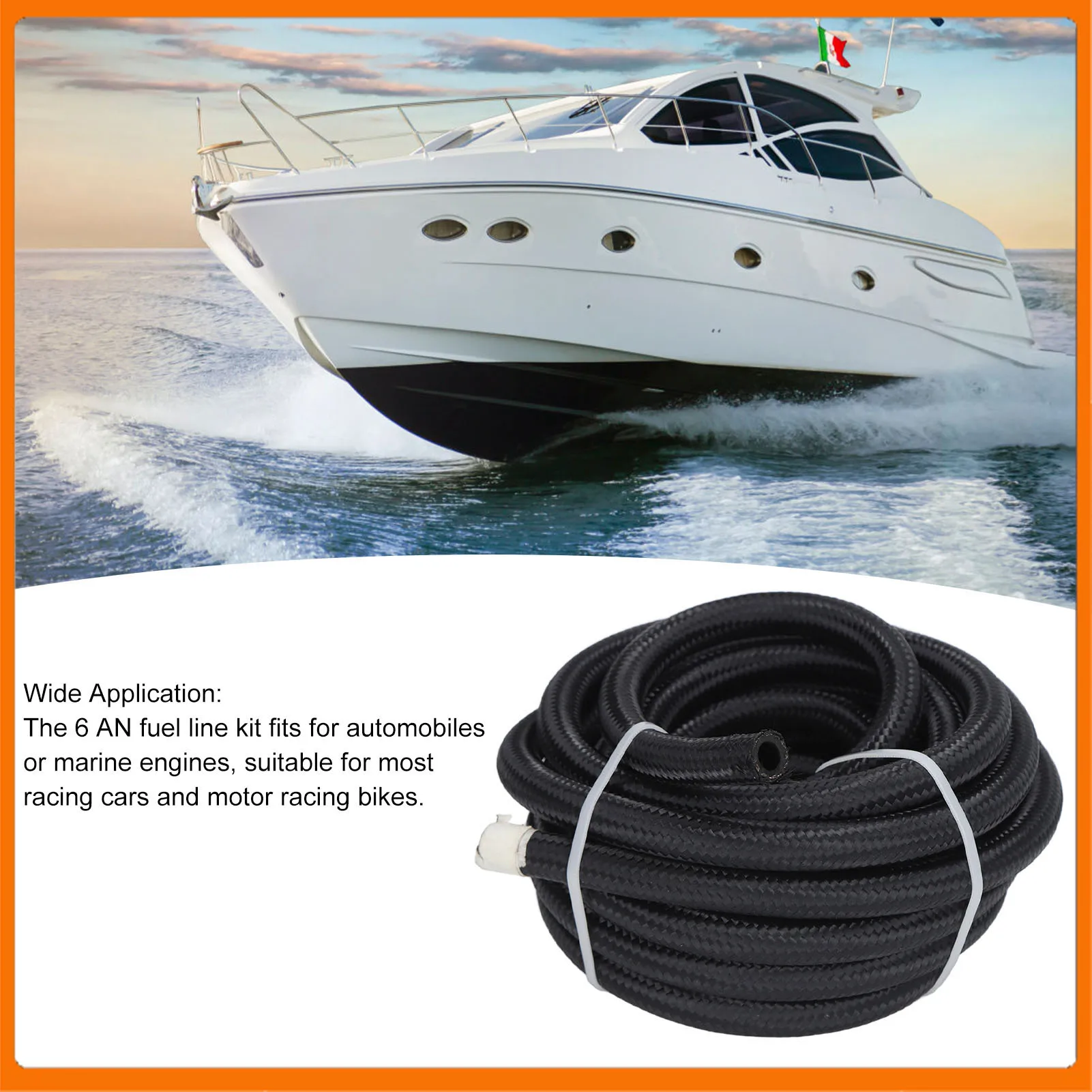 

6AN Fuel Line Fitting Kit 20ft Hose Fitting Aluminum Black Anodized 500 Psi for Car Ship Fuel Hose Fitting Line Adapter Kit