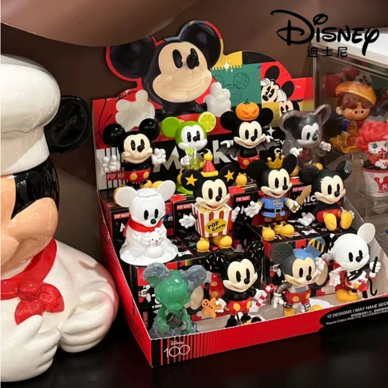 Disney Mickey Mouse Genuine Blind Box Curious Boundless Series Mysterious Surprise Box Figure Pvc 100th Anniversary Doll Toys