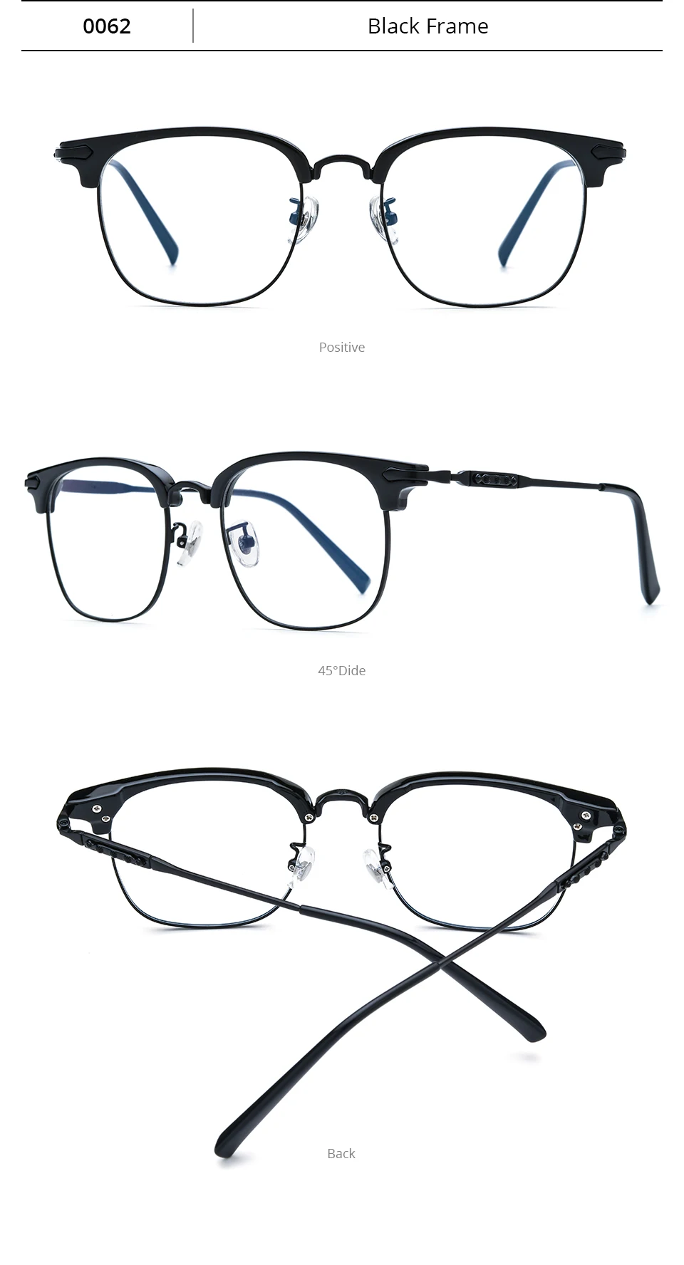 NIANZHEN Titan Legierung Brillen Rahmen Männer Platz Marke Design Gläser Frauen Ultraleicht-Gewicht Retro Brillen Brillen 0062 – Detail 6