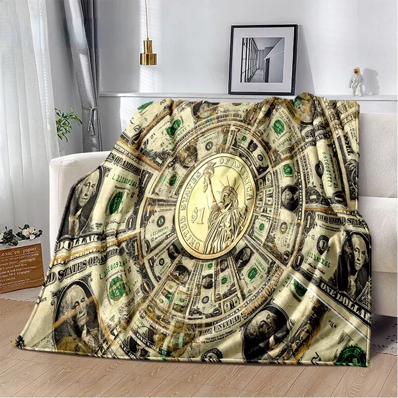 Dollar Euro Money Pattern Soft Plush Blanket,Flannel Blanket, Throw Blanket for Living Room, Bedroom,  Sofa, Picnic Cover