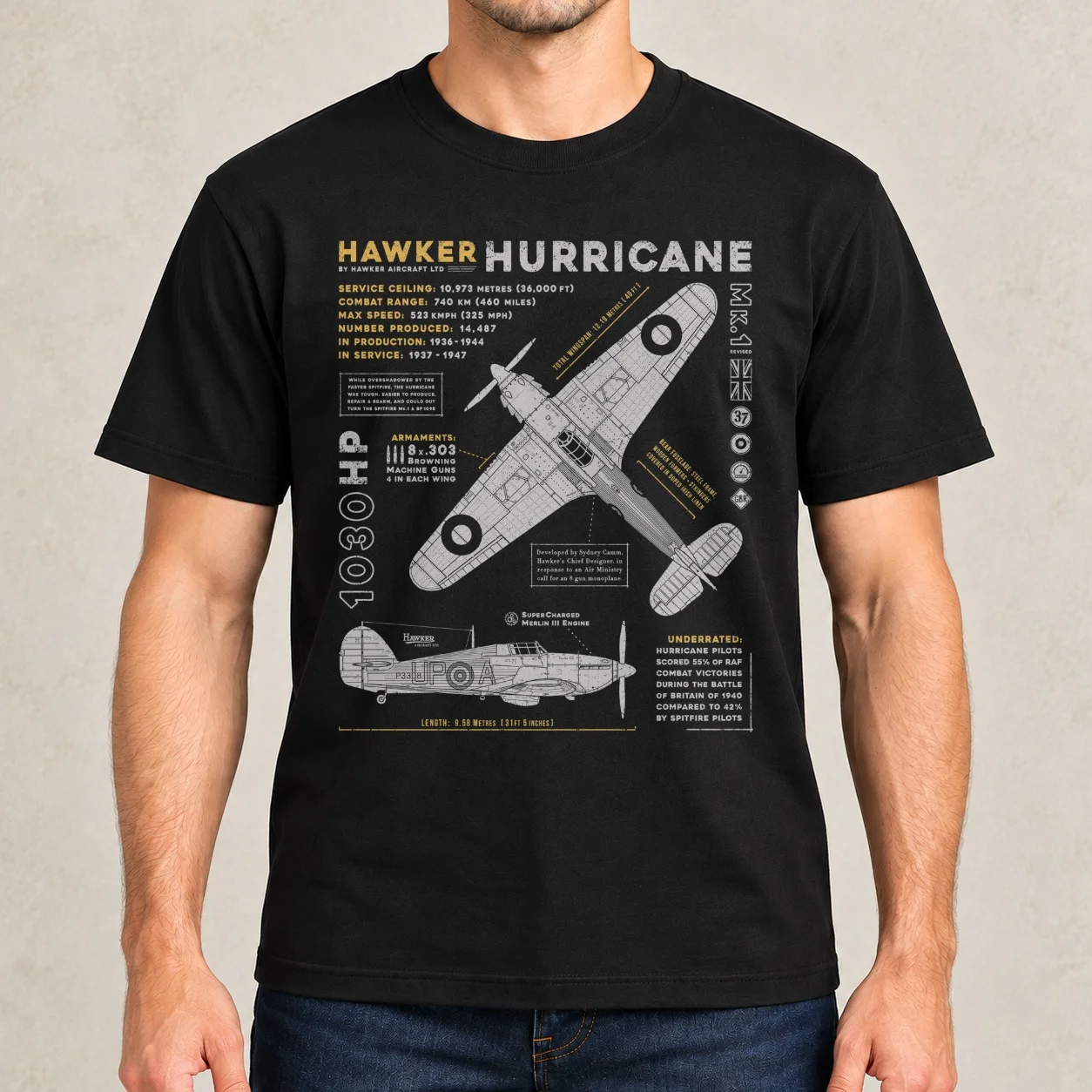 Hawker Hurricane T-Shirt t shirts for man cotton men t shirt cotton 100% cotton t shirt pack T-Shirt