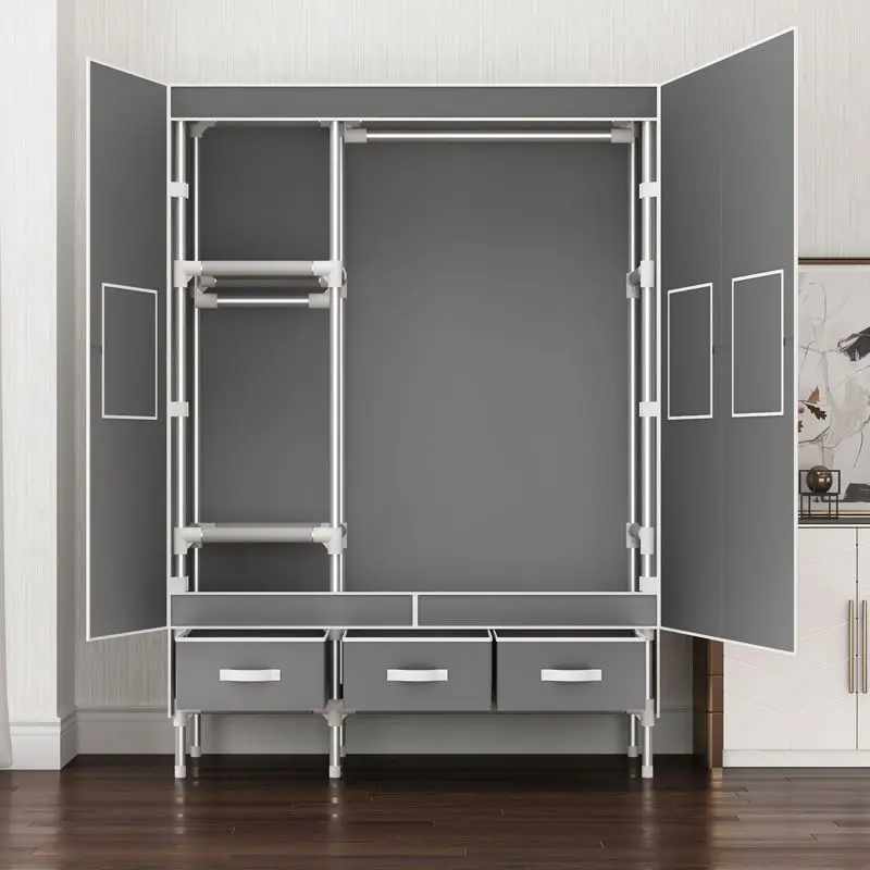 Armario Simple para carcasa de alquiler, puerta abierta para el hogar, armario de tela resistente y duradero, tubería de acero reforzada para