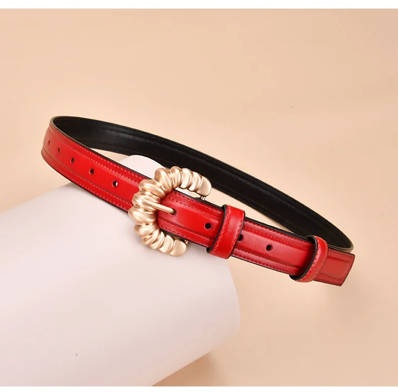 Women's Runway Fashion Vintage Genuine Leather Cummerbunds Female Dress Corsets Waistband Belts Decoration Narrow Belt R1454