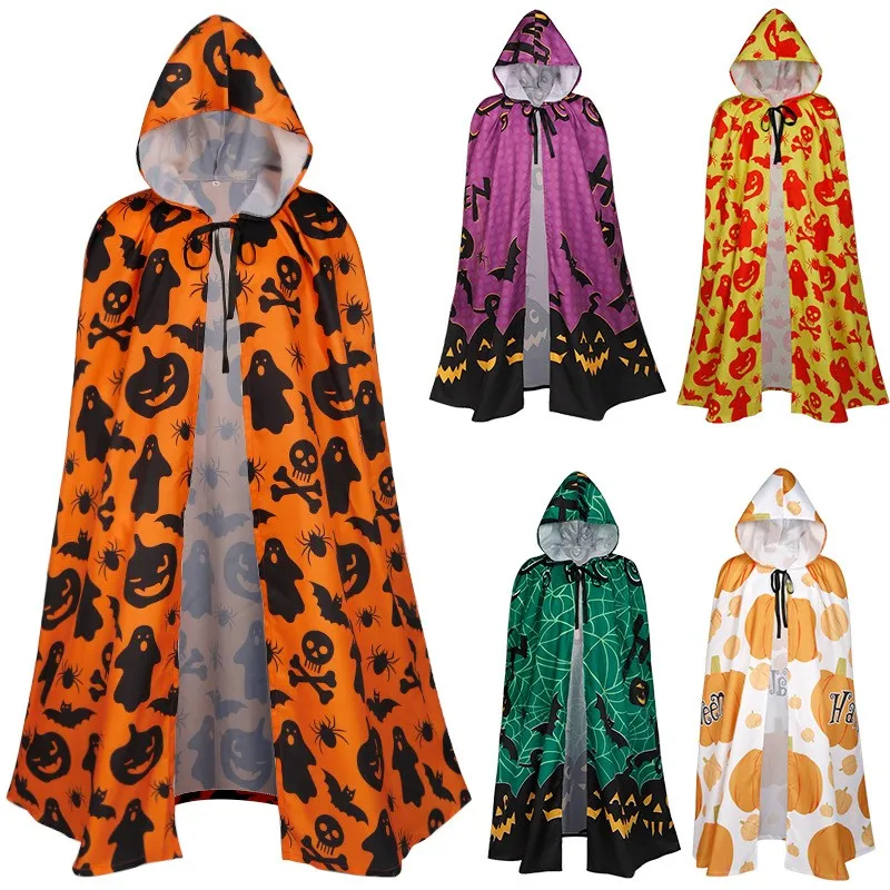 

loween Pumpkin Smile Cape Cosplay eup Dance Costume Magic Wizard Performance Clothes Polyester Fiber 00% Women's Faion