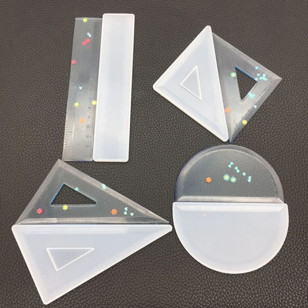 4 قطعة لتقوم بها بنفسك كريستال الايبوكسي حاكم قالب كبير غير النظامية راتينج السليكون قوالب الصب أداة القياس للمجوهرات الحرفية المشاريع هدية