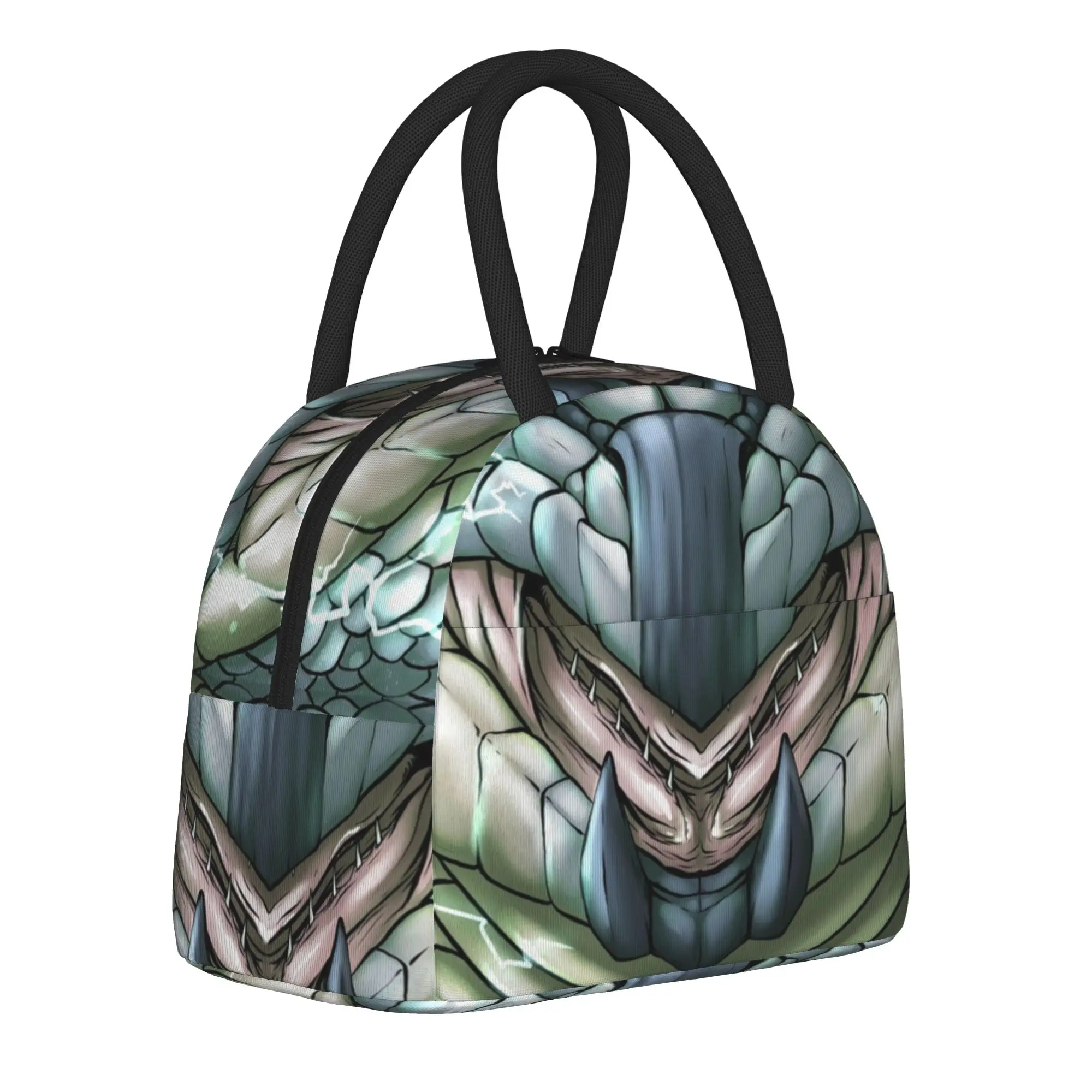 Tobi-Kadachi Monster Hunter World Insulated Lunch Bag Kanji Dragon MHW Thermal Bag Tote Lunch Box College  Outdoor Girl Boy